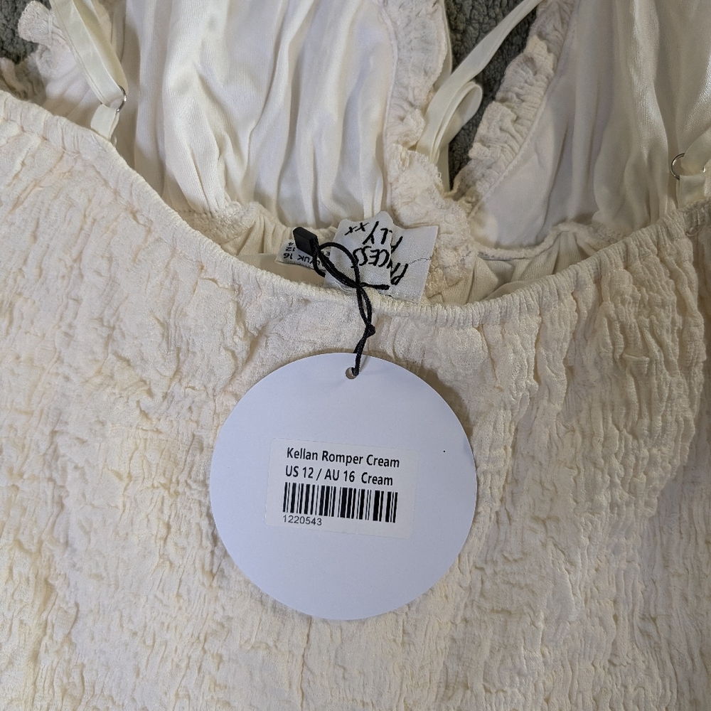 Princess Polly Kellan Romper Dress Cream Beige NWT Size 12 Festival Cottagecore - Picture 9 of 11